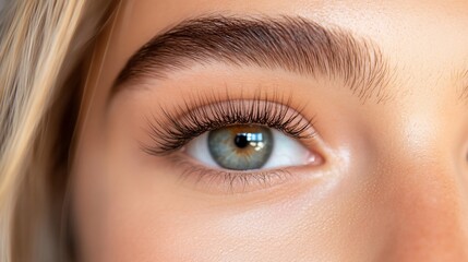 Close-up of a woman's eye highlighting beauty and detail.