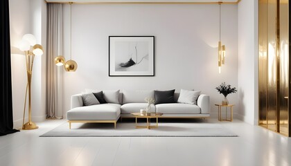 Photo interior modern design room 3D illustration