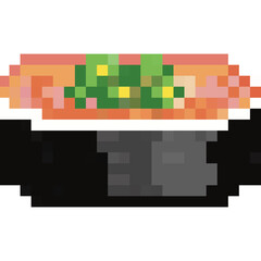 Sushi pixel art set,Japanese food, Rice and fish meal collection,Asian cuisine,8 bit,Game development, Mobile app, Pixelated Vector illustration