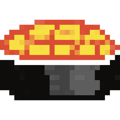 Sushi pixel art set,Japanese food, Rice and fish meal collection,Asian cuisine,8 bit,Game development, Mobile app, Pixelated Vector illustration