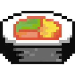Sushi pixel art set,Japanese food, Rice and fish meal collection,Asian cuisine,8 bit,Game development, Mobile app, Pixelated Vector illustration