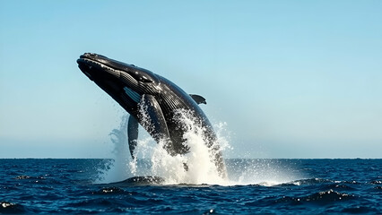 Majestic Humpback Whale Breaching The Surface Of The Ocean