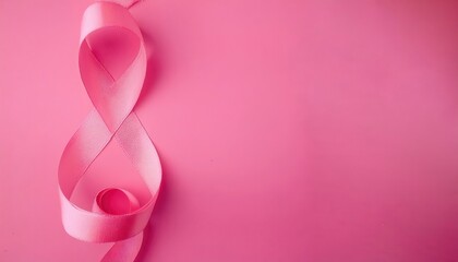 Celebrate International Women's Day. Elegant Pink Ribbon on Vibrant Background with Copy Space for Empowering Messages, Promotions, or Spring Campaigns. Perfect for 8th March Awareness Designs