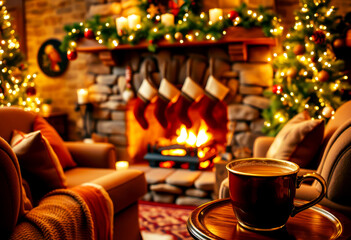 Fototapeta premium Cozy Fireplace Corner