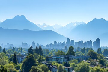 Obraz premium City skyline with mountain backdrop