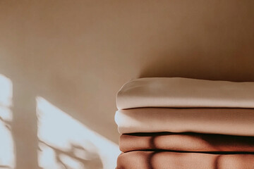 Minimalistic Stack of Cloth with Natural Shadows and Warm Lighting