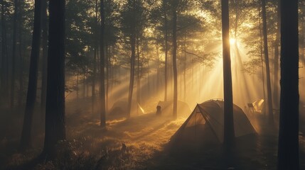 camping area with camp and friends