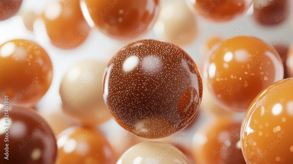 Poster This captivating artwork features an array of smooth spheres in various warm tones, generating a sense of depth and fluid movement