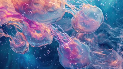 Obraz premium Ethereal Jellyfish Swim in a Dreamlike Ocean