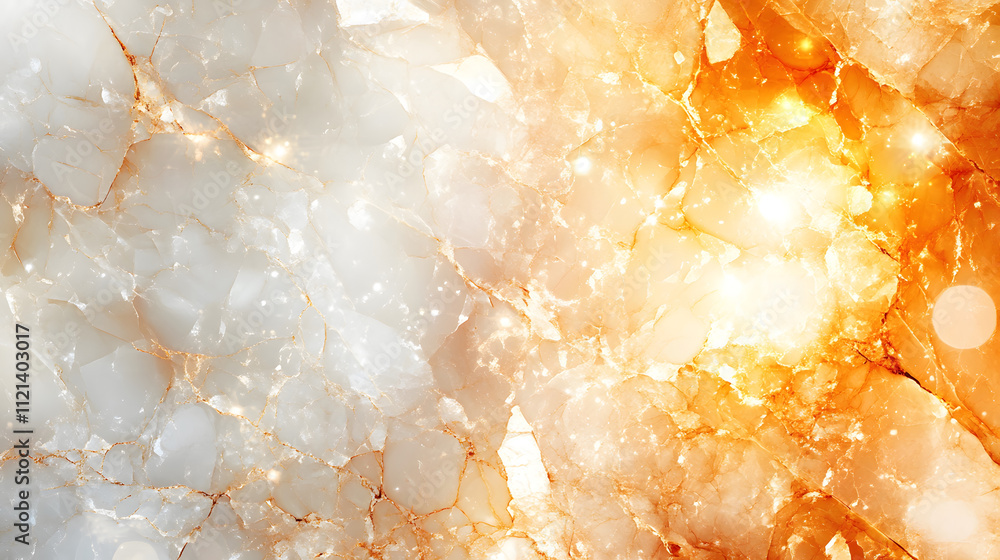 Poster a vibrant abstract background featuring a mix of white and orange hues with sparkling effects and li