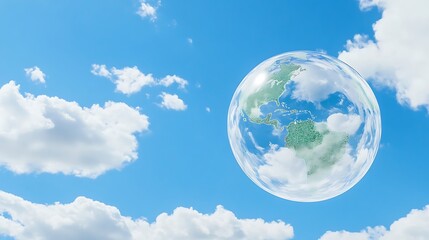 Naklejka premium A Beautiful View of Earth with a Clear Blue Sky and Fluffy Clouds