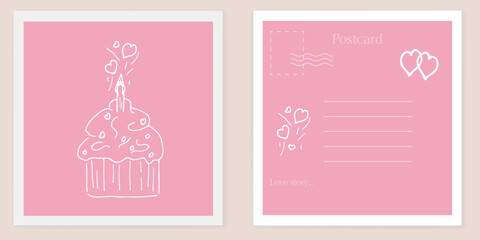 Postcard design for lovers, birthday, mother's day, editable template. An aesthetic greeting postcard.