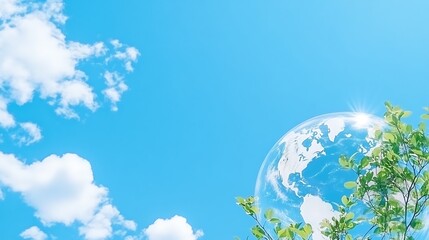 A Beautiful View of Earth with a Clear Blue Sky and Fluffy Clouds