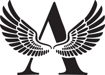 Letter A with Wings Creative Monochrome Logo Design