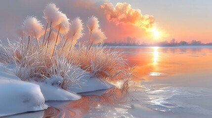 sunset in the snow