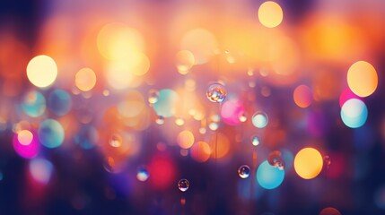 Obraz premium Water Droplets Reflecting Colorful Bokeh Lights