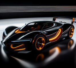 Naklejka premium Modern concept of sports exotic car.beautiful and elegant design.cyberpunk style.generative ai