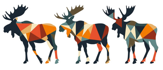 Three geometric moose design.