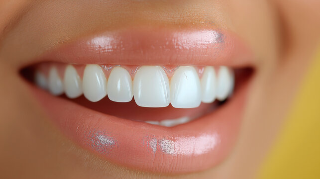 close-up of a woman's mouth and teeth smiling, oral health concept