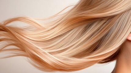 Fototapeta premium Flowing hair captured in motion against a soft background.