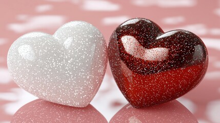 Obraz premium Valentine Sparkling Hearts Love Celebration Romantic Decor Festive Environment Close-Up View Heartfelt Concept