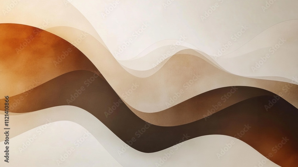 Poster Soft, flowing lines in shades of dark brown create an elegant and contemporary backdrop, ideal for enhancing any space with warmth and sophistication