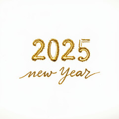 2025 happy new year text on transparent background.