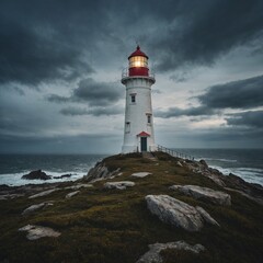 Obraz premium A seaside lighthouse converted into an artist's residence.