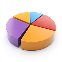 Obraz premium Colorful 3D pie chart with four segments isolated on white background