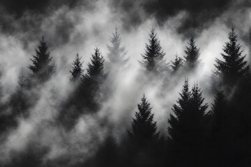 Misty forest morning