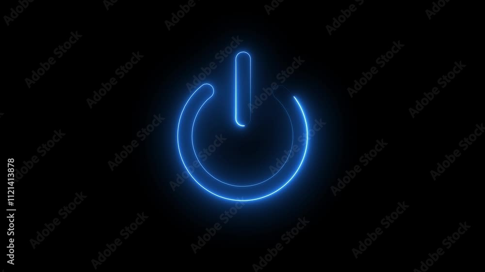 Poster pressing stand by power button to turn on and off the device in the dark the appearance of neon symb