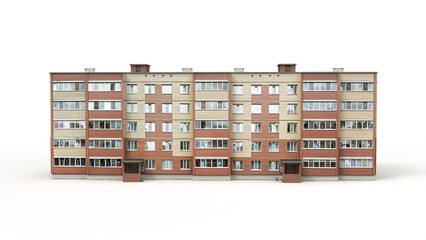 3D rendering of an old building on a white background

