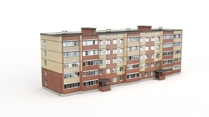 3D rendering of an old building on a white background
