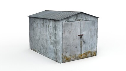 3D rendering of an old building on a white background
