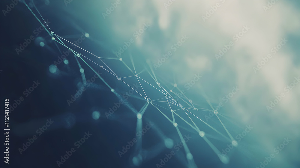 Poster abstract network connection background image, featuring a complex web of interconnected nodes and li