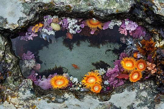 Coastal tide pool sunset
