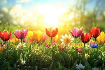 Spring meadow sunrise