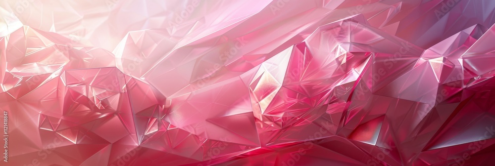 Poster pink geometric shapes form a crystal-like abstract pattern. concept of modern art, abstraction. for 