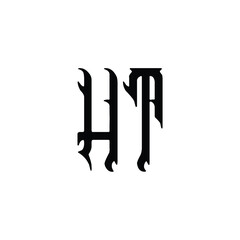 HT monogram logo design letter text name symbol monochrome logotype alphabet character simple logo