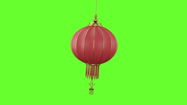 3d chinese lantern hanging moving green screen