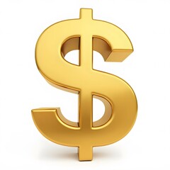 Fototapeta premium Golden Dollar Sign - Money, Finance, Wealth on white background 
