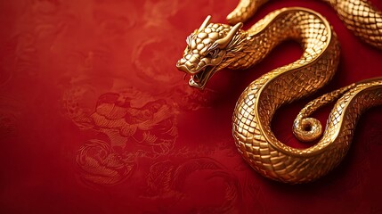 Obraz premium A gold snake is on a red background