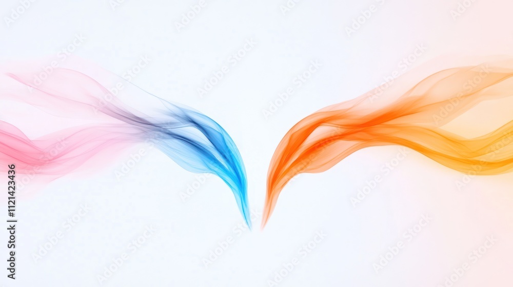 Poster abstract colorful waves blending together in a soft gradient.