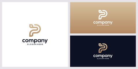 Obraz premium letter p and leaf logo