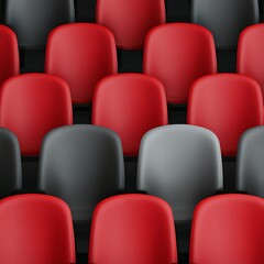 Fototapeta premium A vibrant arrangement of red and gray seats, creating a visually striking pattern.
