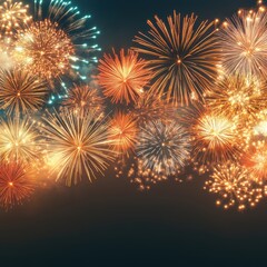 Fototapeta premium New Year Celebration with Fireworks Display in the Night Sky