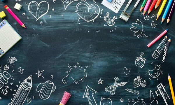 Back to School: Colorful Stationery and Chalkboard Drawings
