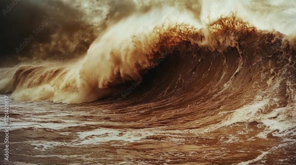 Aufkleber a massive mocha wave surges forward with incredible force, swirling with rich earthy tones as it bre