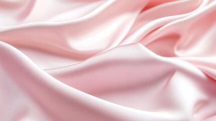 Obraz premium Close up of soft pink silk fabric in waves.