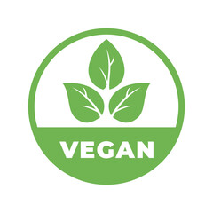 Simple & modern vegan label vector illustration, organic food label, vegan label vector with green color perfect for eco friendly product packaging, branding, or marketing materials